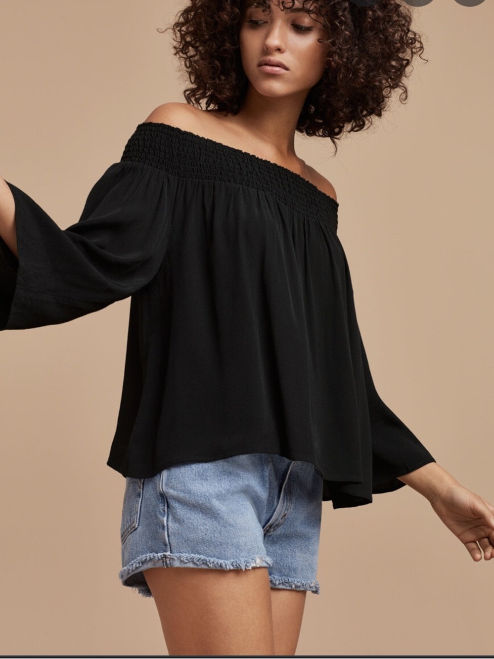 Aritizia Talula Marcilly Blouse Off the Shoulder Black Size XXS Boho Cottagecore